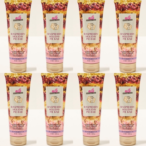 Bath & Body Works Other - Bath Body Works Milk Bar Raspberry Holiday Pie Bar Body Cream Set of 8 NEW